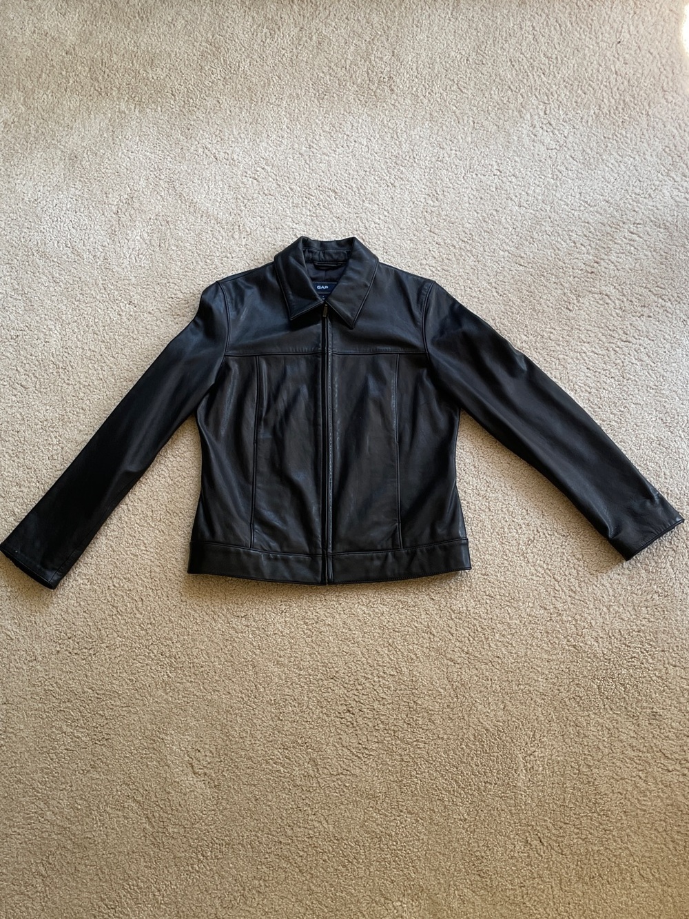 GAP Black Leather Zip-Front Women's Jacket